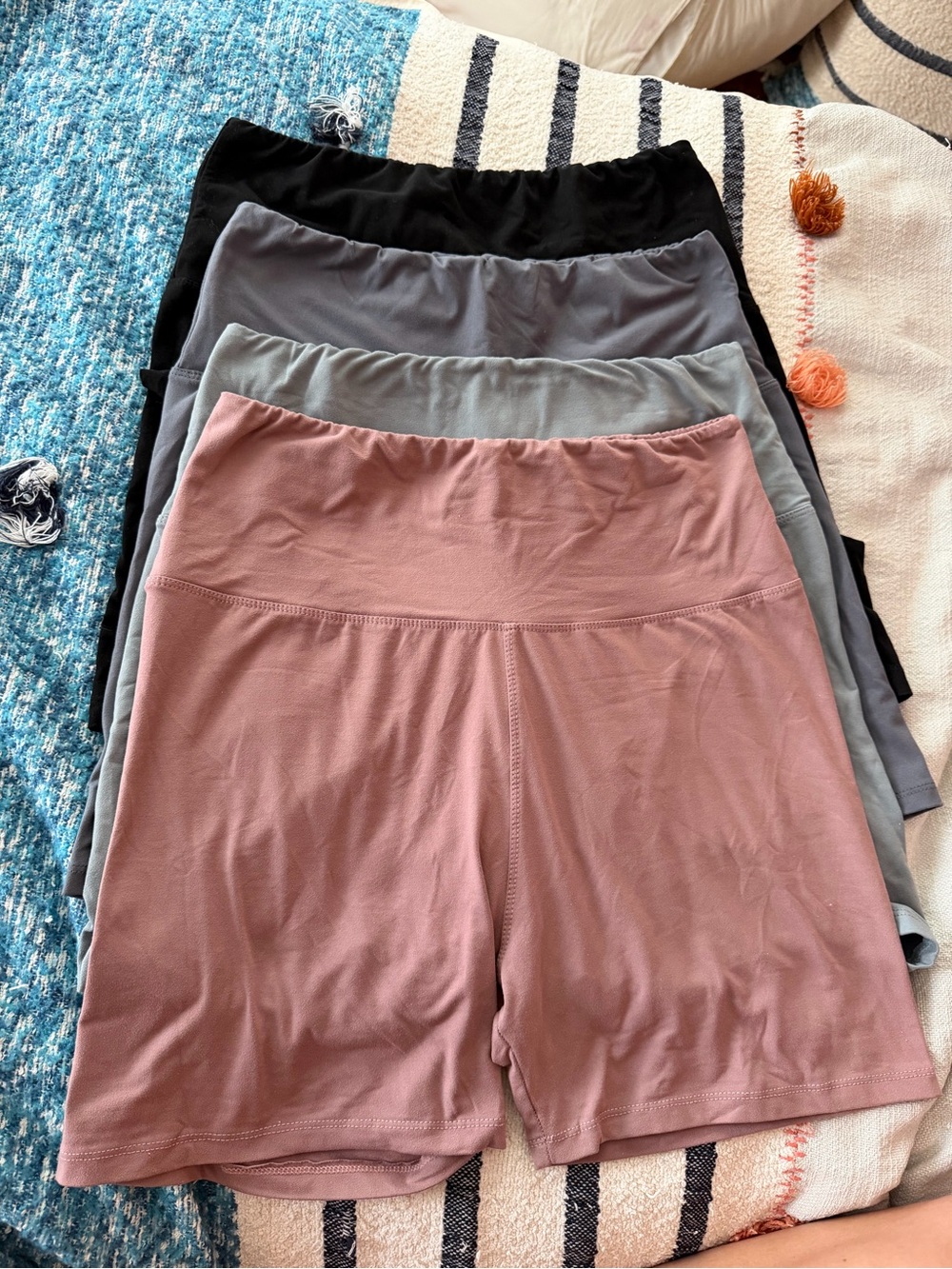 Women’s Multi Pack High-Waist Bike Shorts - Mauve, Gray, Dark Gray, Black